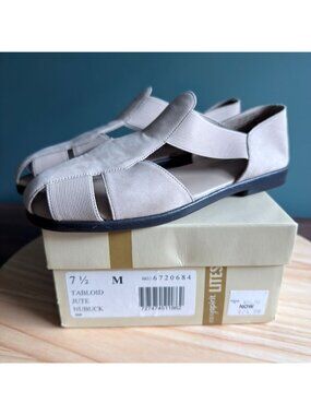 Easy Spirit Lites Sandals 7-1/2 Tabloid Fisherman Flat Leather Jute Closed Toe N